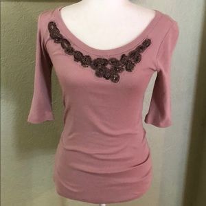 Embellished Caslon Fitted Tee, size S